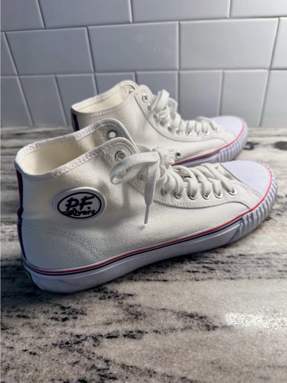 P.F. Flyers Center High-Top Sneakers White Retro Streetwear Size Men’s 12.5 W 11